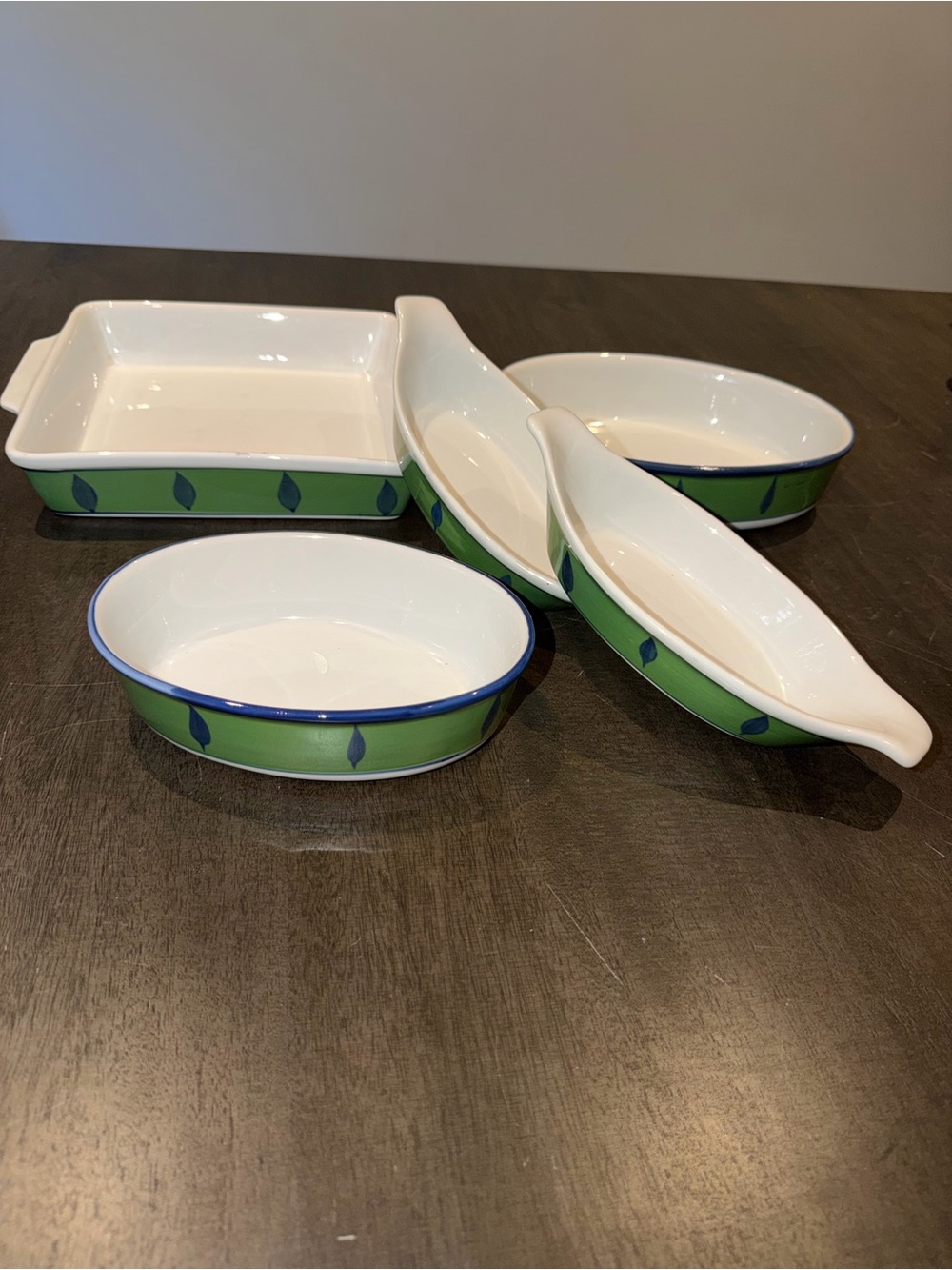 Ceramic Baking and Serving Dish Set in Green and Blue